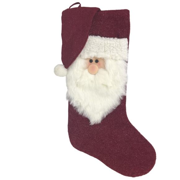 Prima Creations Christmas Stocking 3D Santa Face Hat Red Sparkle Vintage - Picture 1 of 7